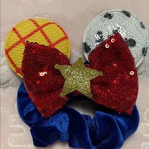 Sequin "Sheriff" Bow and Ears Hair scrunchy